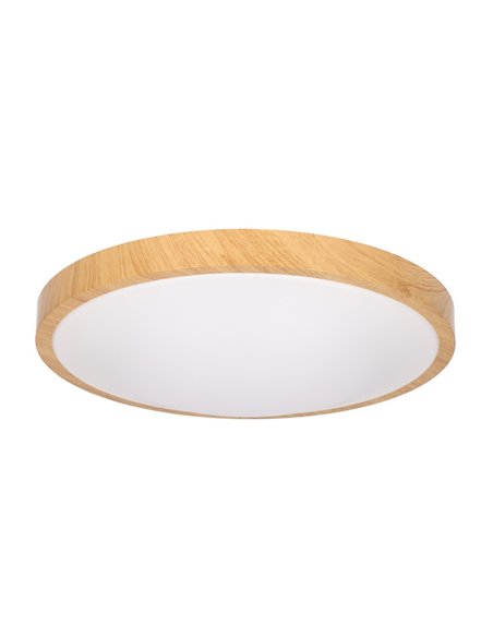 Plafón de techo Tempo Wood – FORLIGHT – Lámpara de aluminio acabado madera, LED 3000K 2300 lm, Diámetro: 41 cm