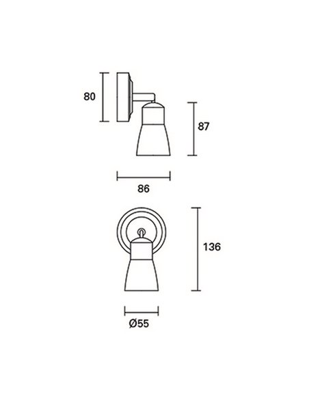 Foco de techo Safran – FORLIGHT – Lámpara con 1-2-3 luces, Acero acabado en marrón