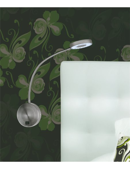 Aplique de pared Llit – FORLIGHT – Lámpara de lectura níquel satinado, LED 4000K
