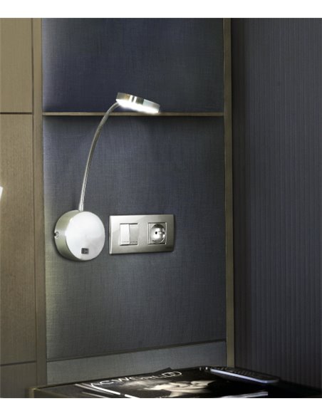 Aplique de pared Llit – FORLIGHT – Lámpara de lectura níquel satinado, LED 4000K