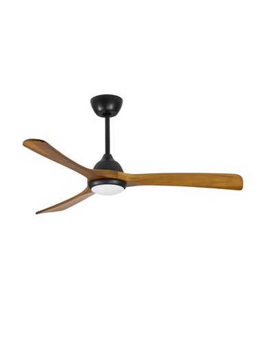 Ventilador de techo con luz Bosc – FORLIGHT – Ventilador DC con 3 palas de madera, 5 velocidades, LED regulable