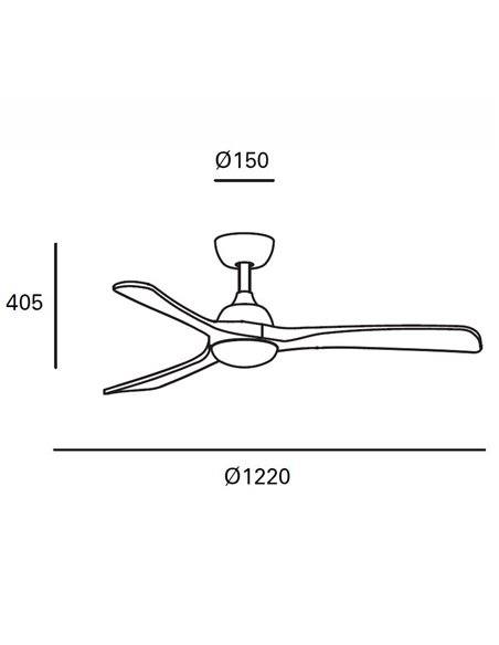 Ventilador de techo con luz Bosc – FORLIGHT – Ventilador DC con 3 palas de madera, 5 velocidades, LED regulable