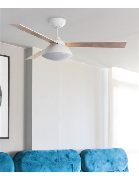Ventilador de techo con luz blanco con motor DC SMART Rodas - Faro