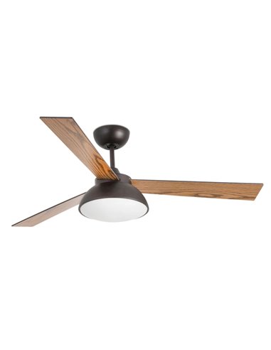 Ventilador de techo con luz marrón oscuro con motor DC SMART Rodas - Faro