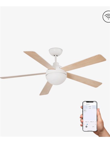 Ventilador de techo blanco con luz y motor DC SMART Izaro - Faro