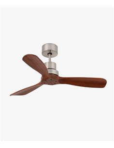 Ventilador de techo con 3 palas sin luz y motor DC niquel/nogal Mini Lantau - Faro