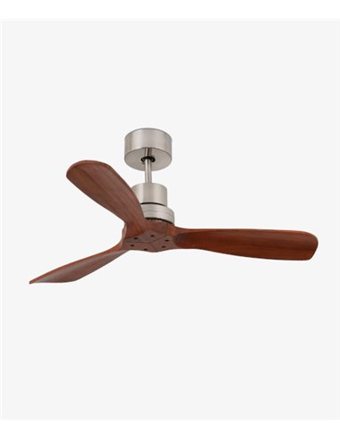 Ventilador de techo con 3 palas sin luz y motor DC niquel/nogal Mini Lantau - Faro