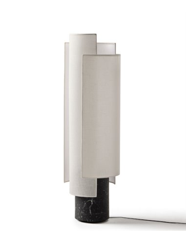 Lámpara de pie Rio – Punt Mobles – Pantalla textil de algodón, Base mármol marquina, LED regulable 2700K