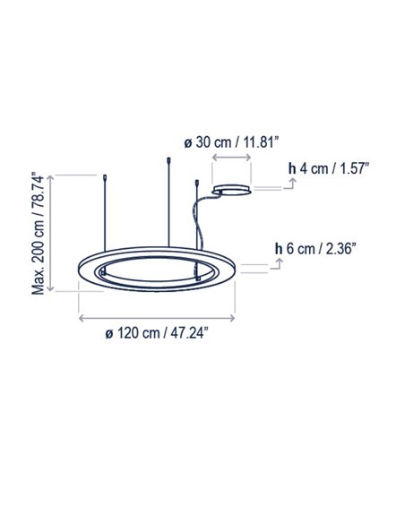 Lámpara colgante Roda – Bover – Lámpara circular en 3 tamaños, LED Regulable 1-10V