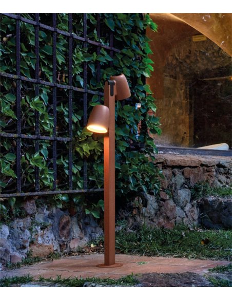 Baliza de exterior Nut – Bover – Lámpara de exterior moderna con 2 luces, Altura: 90 cm, LED regulable Triac