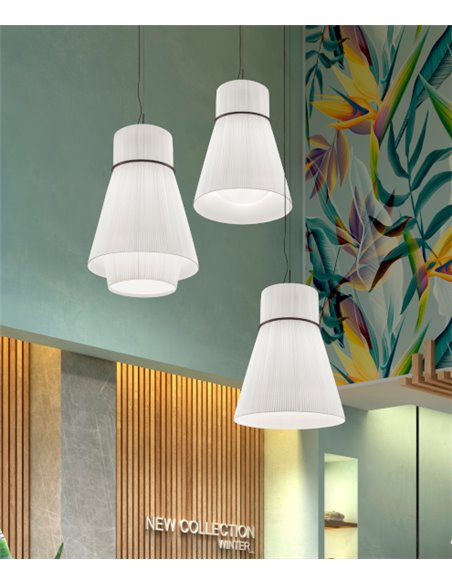 Lámpara colgante Folie S/70.2 – Bover – Pantalla de cinta translúcida, Diámetro: 70 cm
