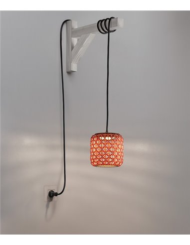Lámpara colgante Nans – Bover – Lámpara de exterior, Pantalla de fibra sintética tejida a mano, Cable extralargo de 390 cm