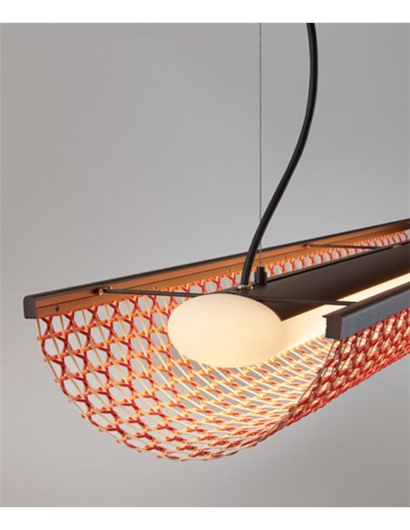 Lámpara colgante Nans Balis – Bover – Lámpara de exterior, Pantalla de fibra sintética tejida a mano, LED regulable Triac