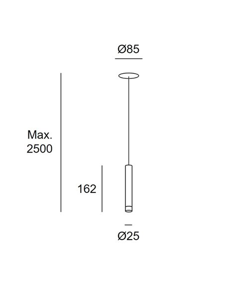 Lámpara colgante empotrable Candle – LedsC4 – Lámpara tipo tubo en 2 colores y tamaños, LED 2700K