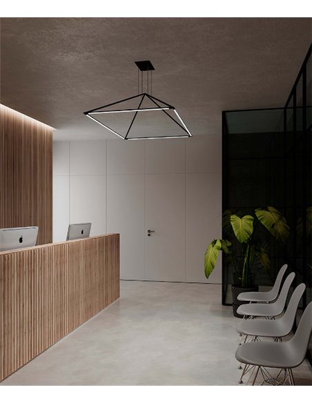Lámpara colgante Tubs – LedsC4 – Lámpara colgante de techo de Metal negra, LED 41W 3000K, Disponible en 90 cm y 120 cm