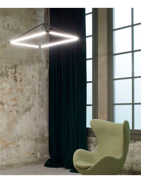 Lámpara colgante Tubs – LedsC4 – Lámpara colgante de techo de Metal negra, LED 41W 3000K, Disponible en 90 cm y 120 cm