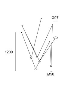 Lámpara colgante empotrable Punto múltiple – LedsC4 – Lámpara LED 3000K, Disponible en blanco o negro, Regulable 1-10V/DALI