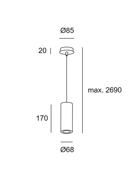 Lámpara colgante Pipe – LedsC4 – Lámpar minimalista en 3 colores y 2 tamaños, 1xGU10