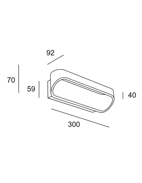 Aplique de pared Oval – LedsC4 – Lámpara en 2 colores, LED 3000K 877 lm, Regulable corte de fase