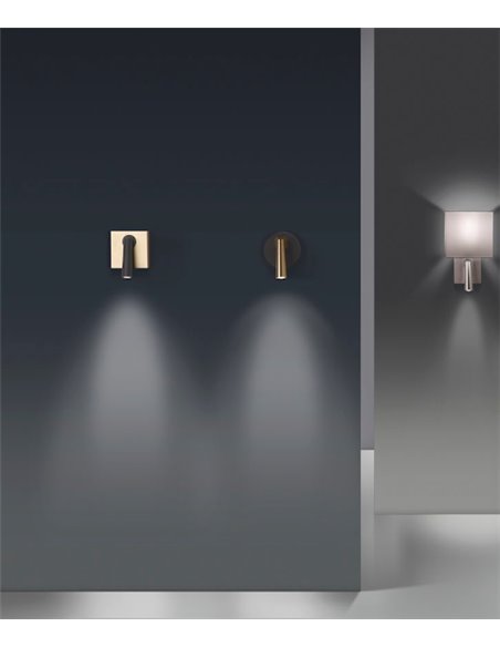 Aplique de pared Gamma Square – LedsC4 – Lámpara de lectura en 4 colores, Doble instalación: empotrado/superficie, LED 2700K