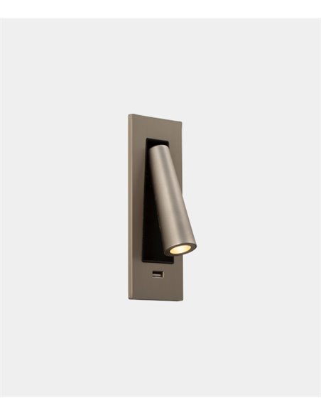 Aplique de pared empotrable Gamma SR USB – LedsC4 – Lámpara de lectura con foco orientable, Disponible en 4 colores, LED 2700K