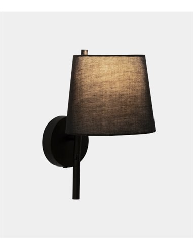 Aplique de pared Clip – LedsC4 – Lámpara de lectura negra con pantalla en 2 colores, LED 2700K+E27