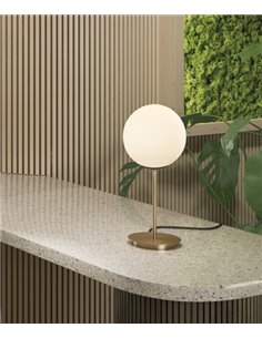 Lámpara de mesa Parma – ACB – Lámpara tipo bola en oro viejo, Altura: 41 cm