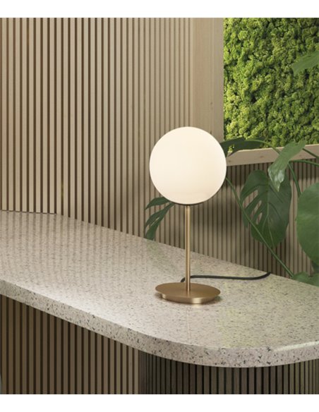 Lámpara de mesa Parma – ACB – Lámpara tipo bola en oro viejo, Altura: 41 cm