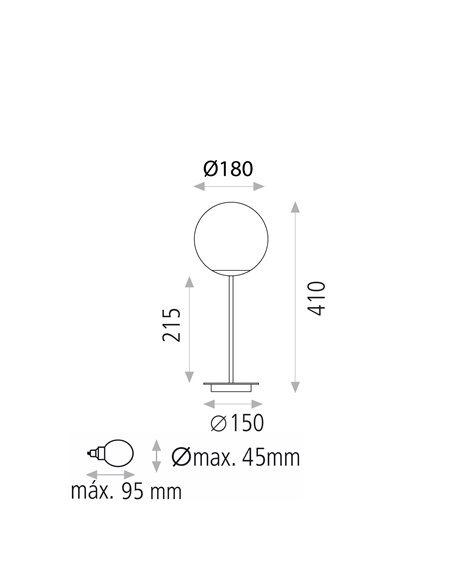 Lámpara de mesa Parma – ACB – Lámpara tipo bola en oro viejo, Altura: 41 cm