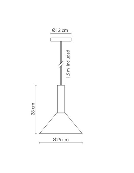 Lámpara colgante Renata Cone – Robin – Estilo moderno, Pantalla de aluminio en 2 colores, 1xE27