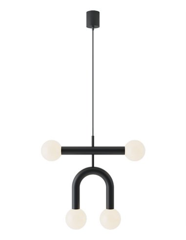 Colgante de techo Rigoberta Duo Super Curved – Robin – Lámpara minimalista negra, 4xG9