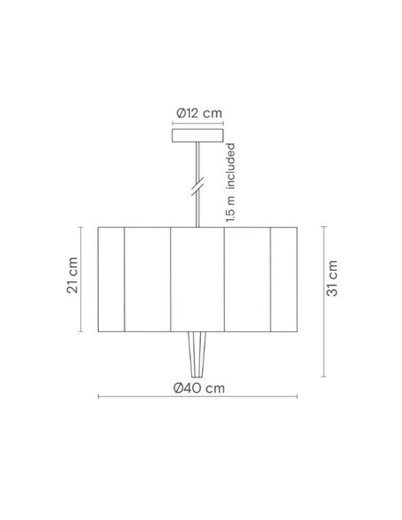 Lámpara colgante Rain – Robin - Estructura de madera de castaño, Pantalla blanca, Ø 40 cm