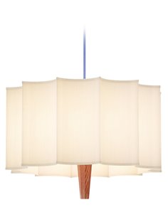 Lámpara colgante Rain – Robin - Estructura de madera de castaño, Pantalla blanca, Ø 40 cm 2