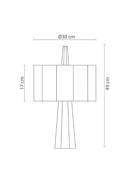Lámpara de mesa Rain – Robin – Lámpara de madera de castaño con pantalla blanca, Cable azul