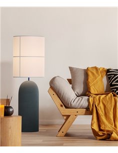 Lámpara de pie Rania – Robin - Base de hormigón gris, Pantalla crema blanca