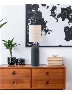 Lámpara de mesa Rania – Robin – Base de hormigón, Pantalla crema blanca