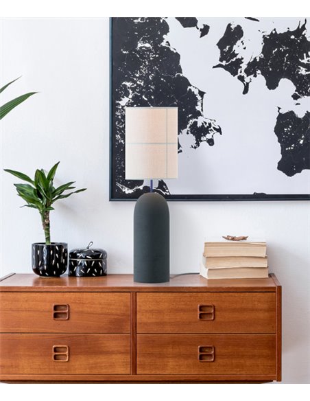 Lámpara de mesa Rania – Robin – Base de hormigón, Pantalla crema blanca