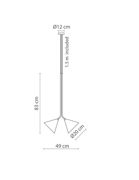 Lámpara colgante Rubi Duo – Robin – 2 Pantallas cónicas negras con interior dorado, 2xG9 Lámpara colgante Rubi Duo – Robin – 2 Pantallas cónicas negras con interior dorado, 2xG9