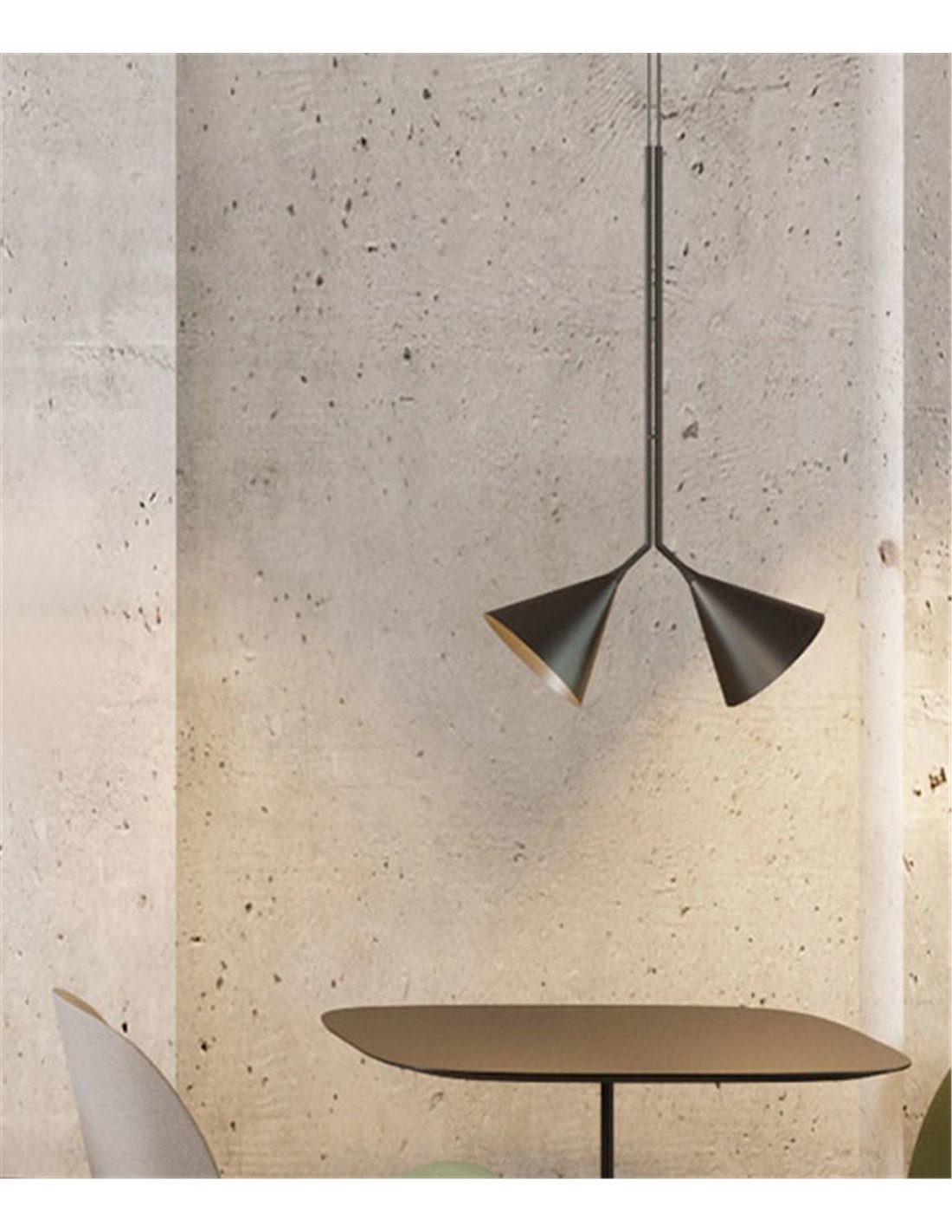 Lámpara colgante Rubi Duo – Robin – 2 Pantallas cónicas negras con interior dorado, 2xG9 Lámpara colgante Rubi Duo – Robin – 2 Pantallas cónicas negras con interior dorado, 2xG9