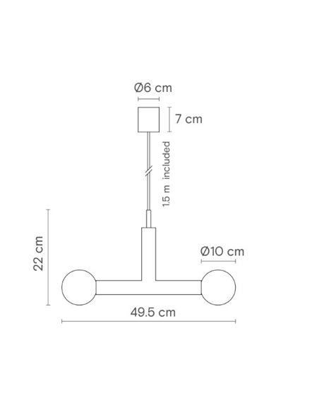 Lámpara colgante Rigoberta Trio – Robin – Diseño tipo bola, 2 luces G9, acabado negro mate