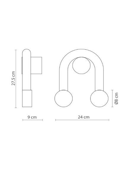 Aplique de pared Rigoberta Indirect Super-curved – Robin – Lámpara LED 3000K, Diseño minimalista en 2 colores