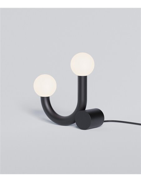 Lámpara de mesa Rigoberta – Robin – Diseño minimalista con 2 luces, Disponible en negro o blanco