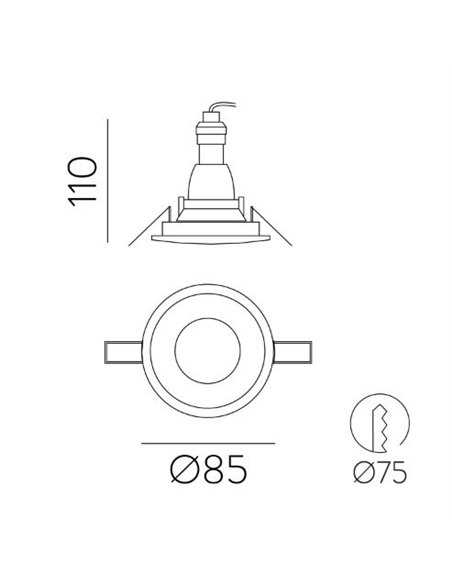 Foco Nork - ACB - Downlight Empotrable Blanco 8.5 cm