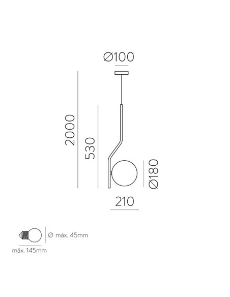 Lámpara Colgante Maui - ACB - Oro y pantalla de cristal blanco