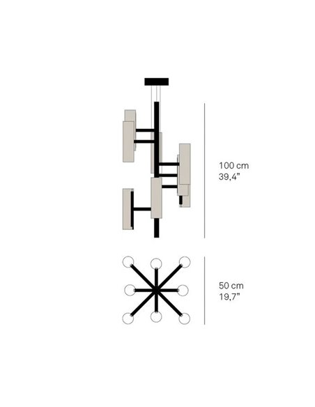 Lámpara colgante Black Note - LZF - Lámpara LED regulable, altura: 100 cm, diseño de madera