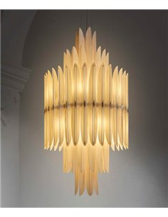 Lámpara colgante Voliere - LZF – Diseño artesanal y sofisticado, estructura de chapa de madera en blanco natural