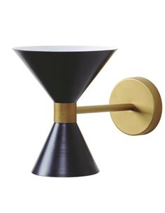 Aplique de pared Uec – Luxcambra – Lámpara decorativa en blanco o negro y dorado, 2 luces 2