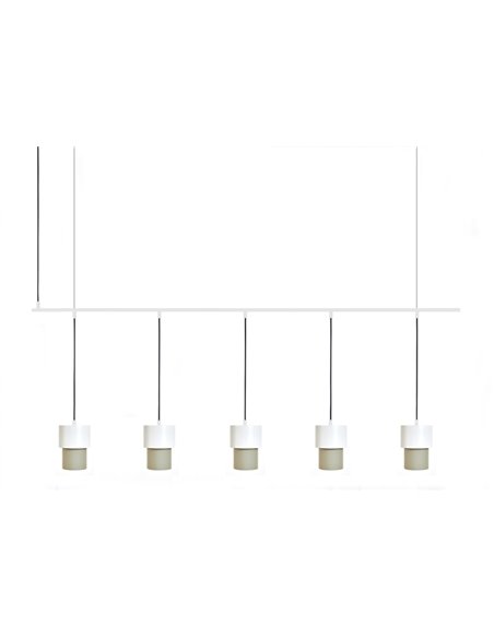 Lámpara colgante Kan – Luxcambra – Diseño horizontal, 5 luces, pantalla cotonet sand