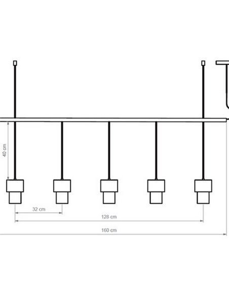 Lámpara colgante Kan – Luxcambra – Diseño horizontal, 5 luces, pantalla cotonet sand
