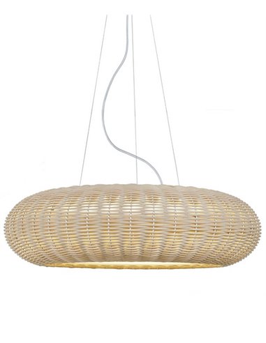 Lámpara colgante Niuet – Luxcambra – Pantalla de mimbre natural, largo: 49 cm